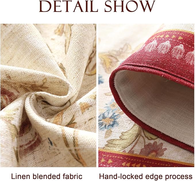 patdrea Designer Farmhouse Linen Extra Long Table Runner,Rustic Cottage Mauve with Rooster and Floral Pattern Fabric Table Mat,Decoration for Kitchen Dining Christmas New Year Banquet, 12"*118"