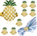 Napkin Rings Set of 8 Pearl Pineapple Napkin Rings for Napkins,Gold Napkin Holders for Cloth Napkins,Summer Napkin Ring for Farmhouse Dining Table Decor,Rustic Fruit Napkin Ring Holders