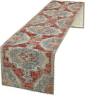 Boho Floral Vintage Table Runner, Retro Blue Red Flower Rustic Country Farmhouse Abstract Pattern for Home Kitchen Table Decor Dining Coffee Room Party Decor 13x108in