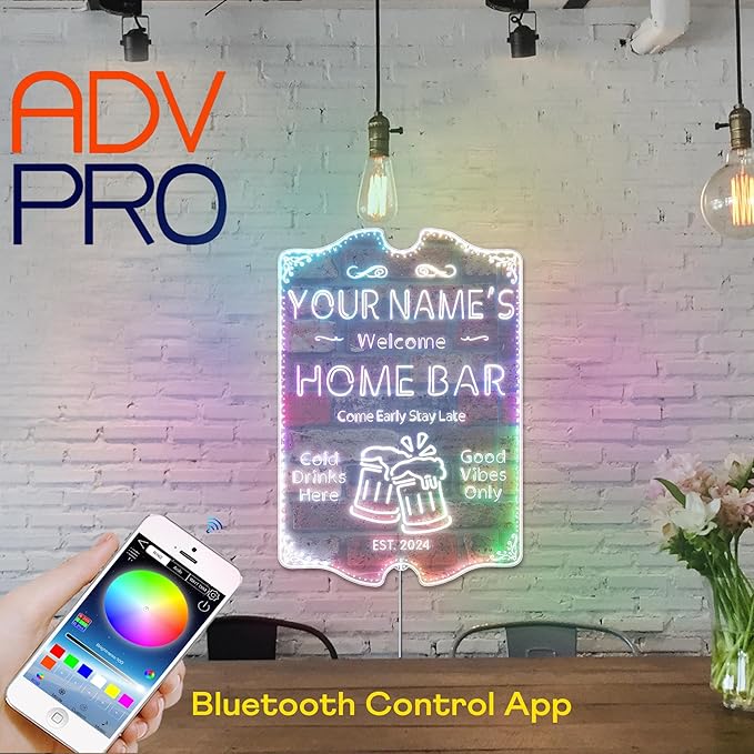 ADVPRO Personalized Your Name Home Bar RGB Dynamic Glam LED Sign - Cut-to-Edge Shape - Smart 3D Decoration - Multicolor Signage st06s86-fnd-p11a-tm-c