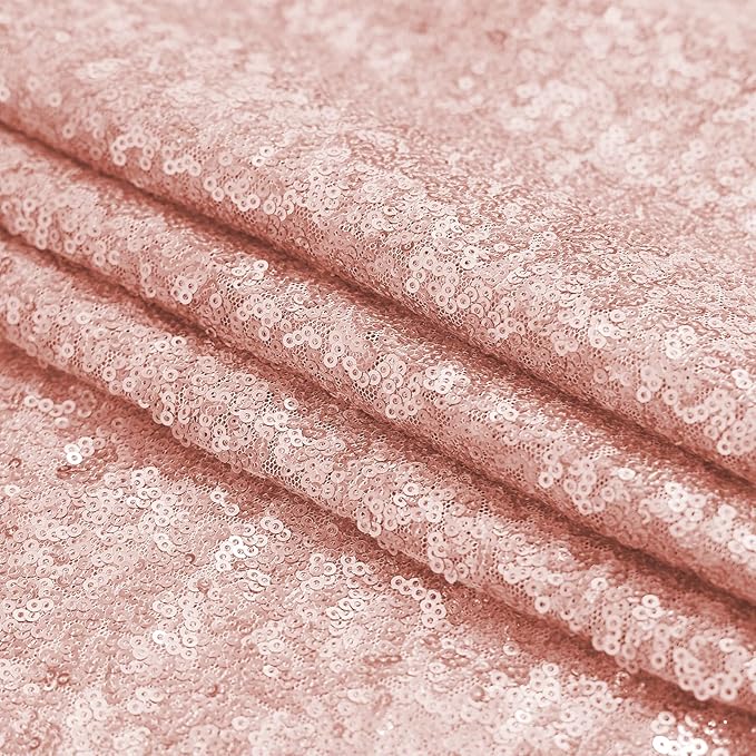 Sugargirl Rose Gold Sequin Backdrop Curtain 4 Panels 2FTx8FT Glitter Rose Gold Background Drapes Sparkle Photography Backdrop for Party Wedding Birthday Wall Decoration