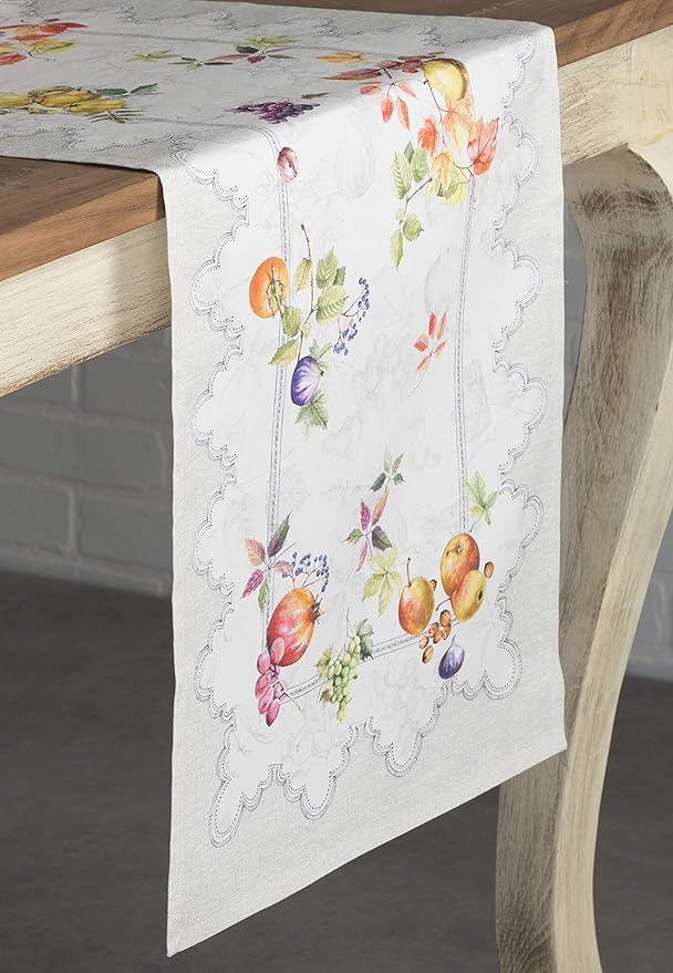 Maison d' Hermine Table Runner 100% Cotton Single Layer Table Runners 72 inches Long for Thanksgiving Christmas Decorations Home Kitchen Dining Party Wedding (Fruit D'Hiver, 14.5" x 72")