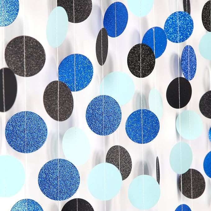 Navy-Blue Black Birthday Party-Decorations Streamers - 52FT Graduation Hanging Paper Garland Banner,Baby Bridal Shower Wedding Bachelorette Fathers Day Supplies Backdrop Decor Hugtmr