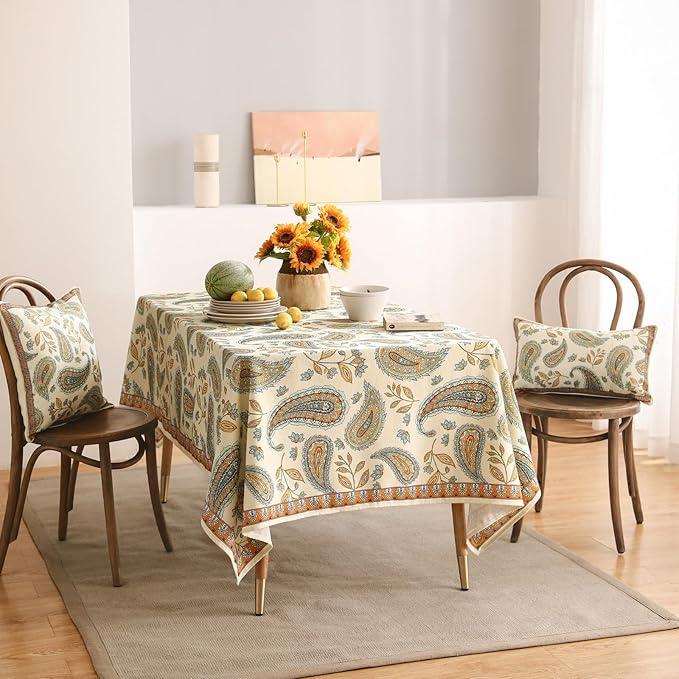 patdrea Designer Vintage French Rectangular Table Cloth,Italian Floral Wrinkle Free Extra Long Tablecloth,Decor Table Cover for Kitchen Dining,Christmas,Tea Party,Thanksgiving,63"x110"-Lysaniya
