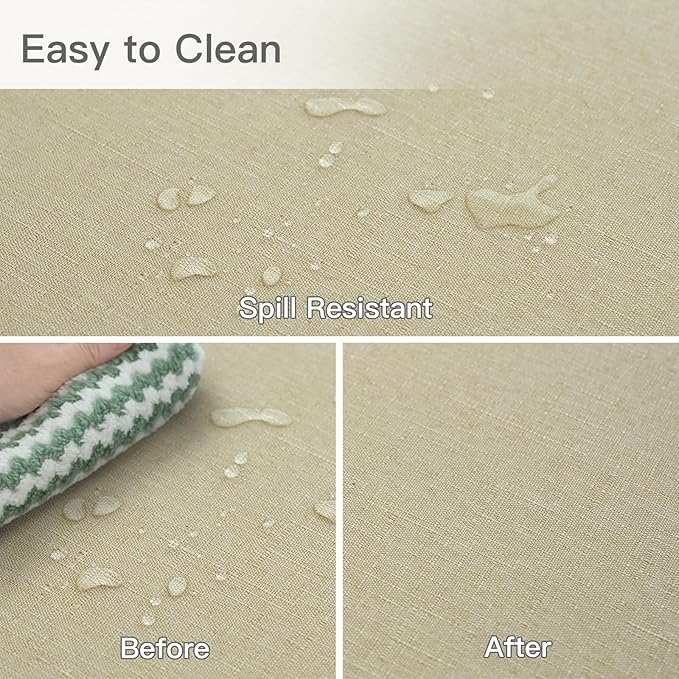 maxmill Rectangular Tablecloth Linen Texture Stain Proof Waterproof Wrinkle Free Spillproof Washable Slubby Texture Table Cloth Farmhouse Tablecloths for Dining Party Holiday, 60 x 140 Inch, Beige