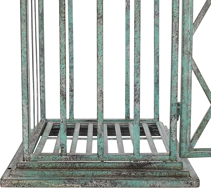 SAFAVIEH Outdoor Collection Beatrix Victorian Antique Dark Green Wrought Iron Trellis Garden Arch Arbor