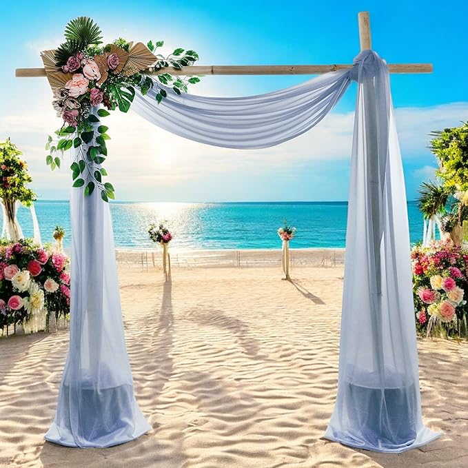 MDS Halloween Chiffon Draping Fabric - 1 Panel, 30" Wide x 40ft Long - Sheer Spooky Arbor & Canopy Drapery for Haunted House Backdrops, Party Ceilings, DIY Costumes & Themed Events - Dusty Blue