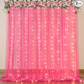 Hot Pink Tulle Backdrop Curtain with Lights for Parties 10x10ft Fuchsia Sheer Backdrop Curtains for Weddings Birthday Baby Shower Photo Shoot Background Decorations