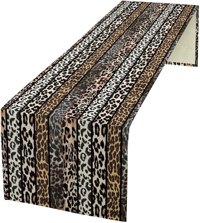 Cow Patchwork Print Table Runner, Country Farm Animal Fur Skin Farm Safari Wildlife Pattern Table Runner for Dinner Dinning Home Kitchen Living Room Party Holidays Setting, 13x60 Inch