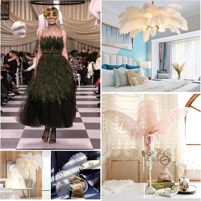 THARAHT Green Ostrich Feathers 12pcs Large Natural Bulk 16-18Inch 40cm-45cm for Wedding Party Centerpieces Mardi Gras and Home Decoration Feathers