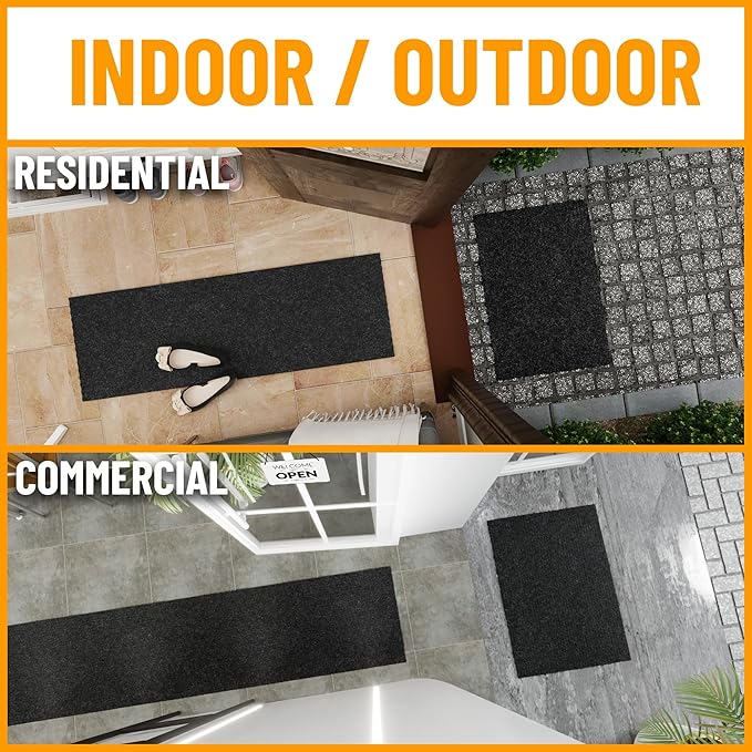 Ottomanson Commercial Scrape Rib Entry Mat – Heavy Duty Ribbed Floor Mat for High Traffic – Non Slip Rubber Back, Waterproof – Indoor Outdoor Use for Offices, Schools, Lobbies, 2'7" x 39', Black