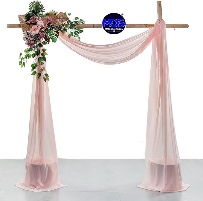 MDS Halloween Chiffon Draping Fabric - 2 Panel, 30" Wide x 40ft Long - Sheer Spooky Arbor & Canopy Drapery for Haunted House Backdrops, Party Ceilings, DIY Costumes & Themed Events - Dusty Rose