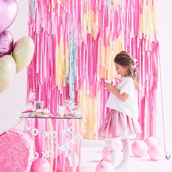 PartyWoo Crepe Paper Streamers 4 Rolls 328ft, Pack of Light Pink Crepe Paper for Party, Wedding, Birthday & Baby Shower Decorations (1.8 Inch x 82 Ft/Roll)