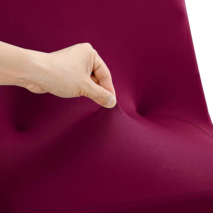 Peomeise Stretch Spandex Folding Chair Cover for Wedding Party Dining Banquet Event (Burgundy,6pcs)