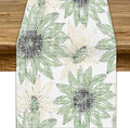 Chrysanthemum Vintage Floral Table Runner, Elegant Yellow Sunflower Spring Summer Elegant Pattern Artichokes Flower Table Runner for Party Kitchen Dining Living Room Decor, 13x70 Inch