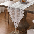 patdrea Designer Vintage White Lace Table Runner,Crochet Decorative Table Covers,Chiffon Embroidered Tasseled Table Runners, Cutwork Dresser Runners,Christmas Wedding Party Bridal 16x71 Inches Long