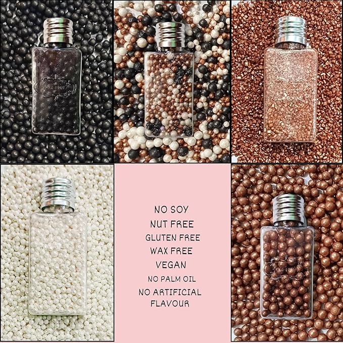 Confect Sprinkle Mix – Elegant Black, Bronze & White Sugar Pearls with Copper Sparkling Sugar – Great Gatsby Disco Ball Cake & Cupcake Decoration – Vegan, Gluten-Free, Nut-Free, Soy-Free, Dairy-Free, Palm Oil-Free -Dye Free- 5 Oz