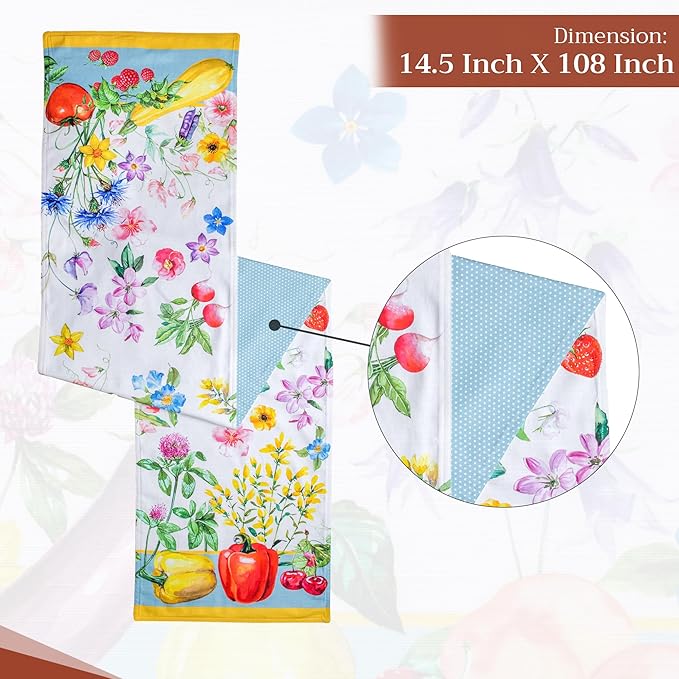 Maison d' Hermine Table Runner 100% Cotton Double Layer Table Runners 108 inches Long Decorative for Home Kitchen Dining Party Baby Shower Wedding Bridal Shower Spring Summer (Giverny, 14.50" x 108")