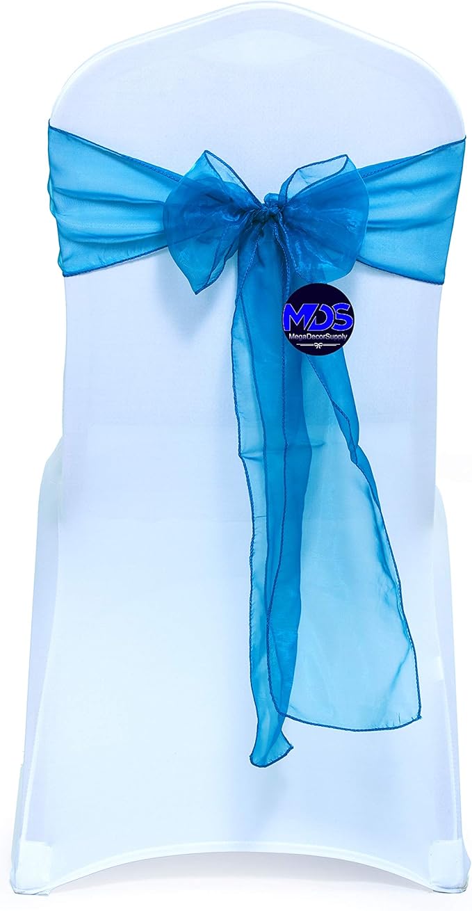 MDS Pack of 75 PCS Organza Chair Sashes Wider Dining Chair Bows Ribbon Tie Back for Wedding Party Birthday Bridal Shower Reception Event Banquet Home Chair Cover Decoration - Dark Teal