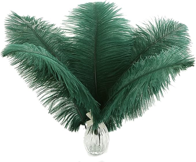 Ballinger Blackish Green Ostrich Feathers Bulk- 24pcs 10-12inch for Wedding Party Centerpieces Christmas Decor