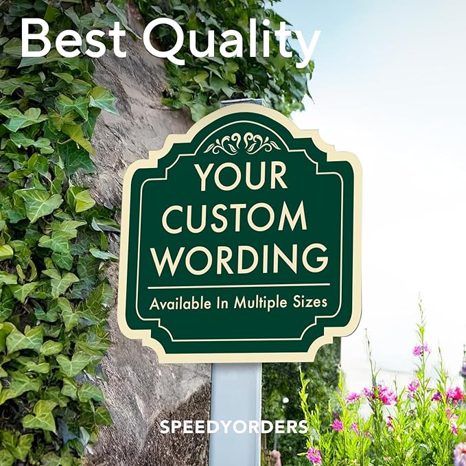 Custom Decorative Outdoor Metal Sign - Personalized Aluminum Driveway Sign, Waterproof, Made In USA - Design 2 Forest Green 18x18 In
