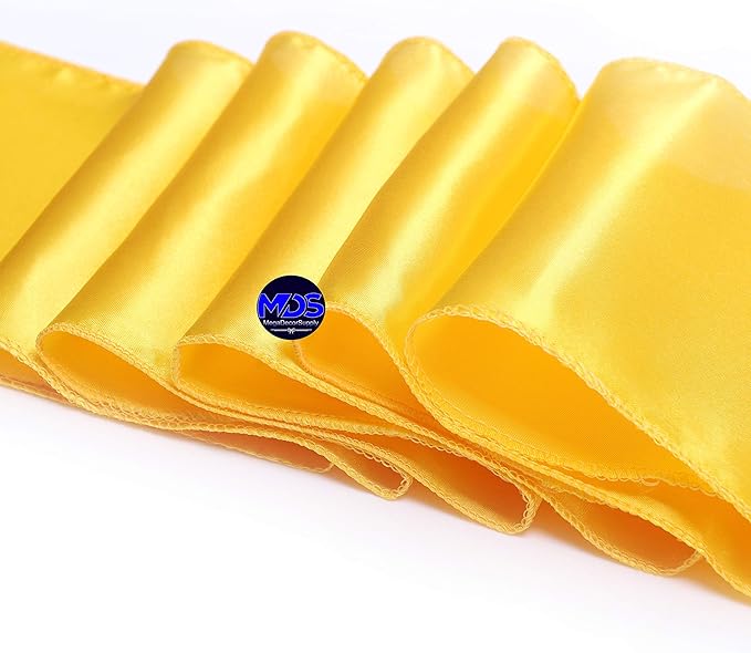 MDS Pack of 300 PCS Satin Chair Sashes Charmeuse Sateen Dining Chair Bows Ribbon Ties Back Sash for Wedding Party Birthday Home Hotel Restaurant Banquet Decoration (7 x 108 Inch, Yellow Gold)