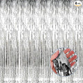 4 Pack Silver Foil Fringe Curtain Backdrop, 3.28Ft x 8.2Ft Metallic Tinsel Foil Fringe Streamer Curtains for Photo Booth Props, Birthday, Wedding, New Year’s, Christmas Decoration Party Supplies