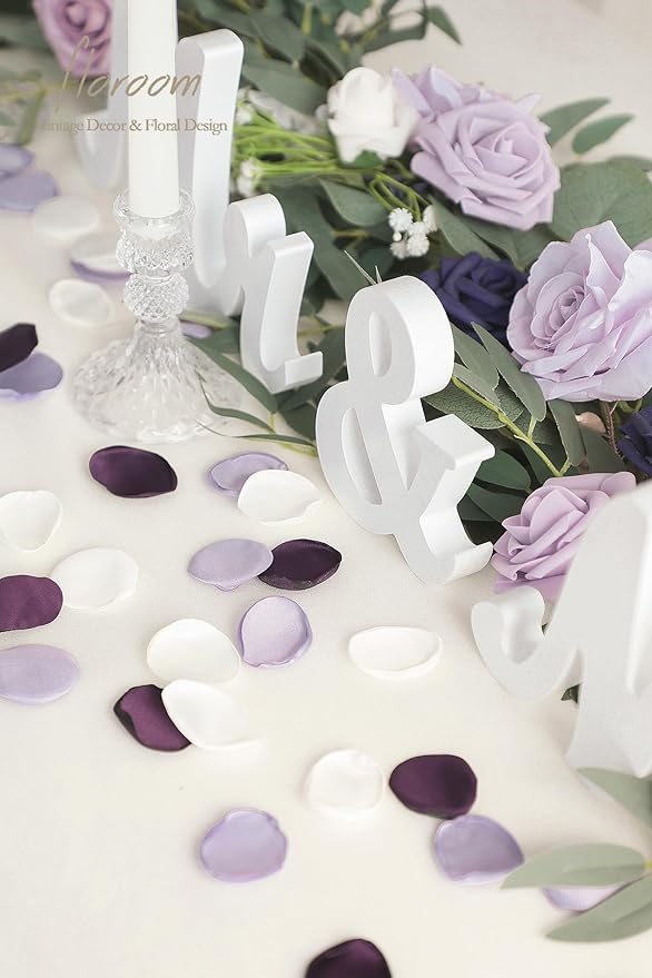 Floroom 300pcs Rose Petals Lilac Plum Faux Silk Flower Petals for Wedding Flower Girl Basket Aisle Scatter Dinner Table Centerpieces Party Confetti Bridal Shower Romantic Night Decoration
