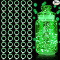 Aogist 50 Pack Fairy Lights 3 Modes 7ft 20 LED Waterproof,Battery Operated Silver Wire Firefly Starry Moon Mini String Lights for Mason Jars Christmas DIY Crafts Wedding Party Bedroom,Green