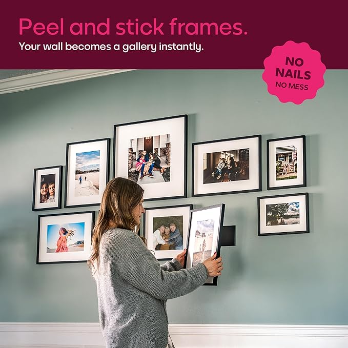 Mixtiles Official - Custom Photo Tiles - Personalized Printed Photos - Magnetic Wall Frames - Adhesive Sticker, No Nails - Various Sizes and Frames - 8x8-9Tile - Canvas Frame