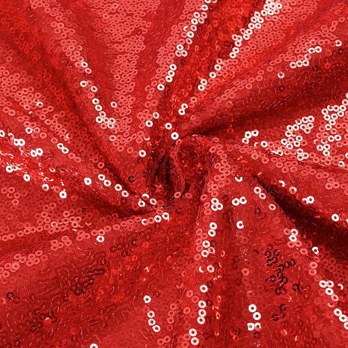 Eternal Beauty Red Sequin Backdrop, 6x8 Ft Glitter Background Curtains for Christmas Shimmer Photography Party Wedding Birthday Back Drop Decor