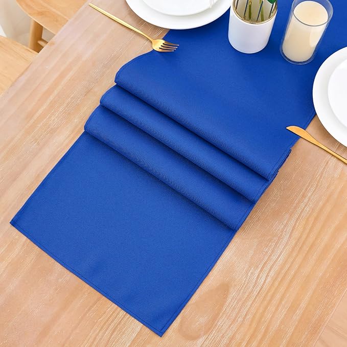 2 Pack Blue Table Runner 12 x 60 Inch Solid Color Farmhouse Runners Coffee Table Dresser for Daily Party Home Decoration