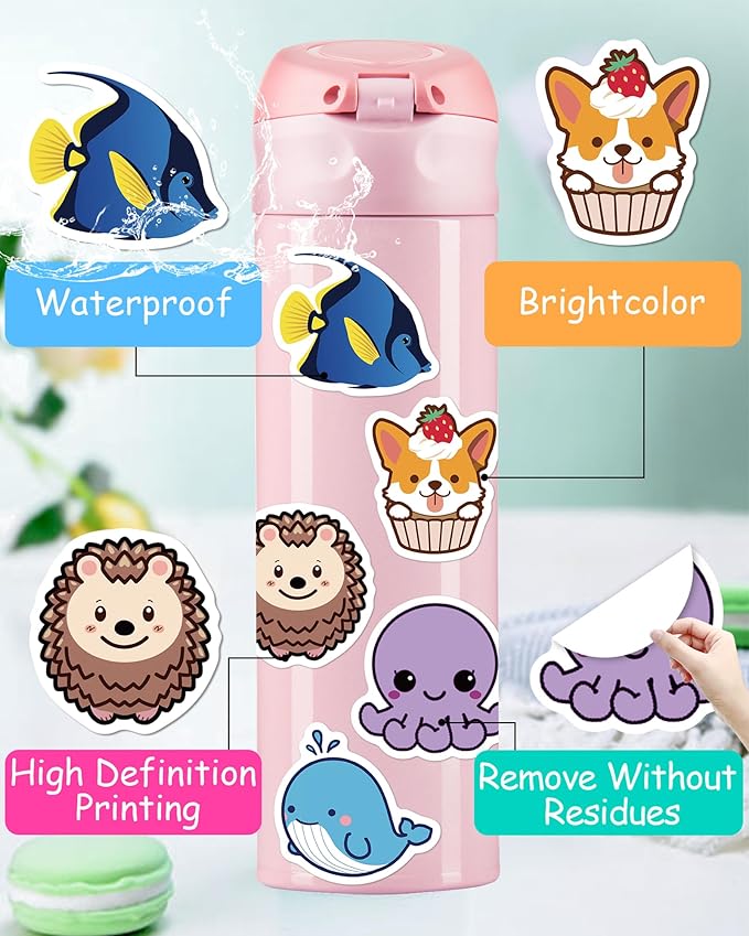 600 Pcs Stickers for Kids, Cute Water Bottle Stickers for Kids Waterproof, Vinyl Laptop Kid Sticker Pack, Kid Classroom Prizes for Elementary Students