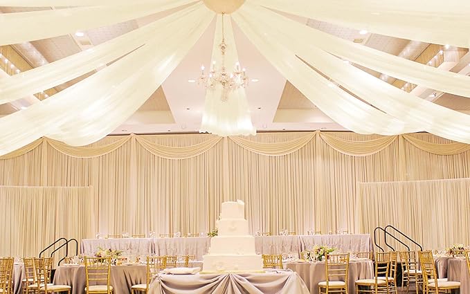 Ivory Ceiling Drapes for Wedding - 5ftx30ft Drapes for Wedding Arch - Sheer Cheesecloth Fabric - Romantic Decorations for Party Banquet Ceremony Stage