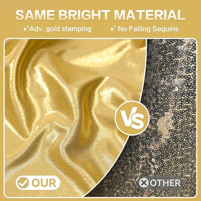 gogoparti 10x14FT Gold Sequin Backdrop Curtain - 2 Panels of 5x14FT Wrinkle-Free Reusable Glitter Drapes for Photography, Weddings, Birthdays & Parties