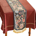 patdrea Designer Vintage Black Floral Velvet Table Runner 71 Inch Long, Pink Khaki Bouquets Pattern Table Mat, Decoration for Kitchen Dining Coffee Table Cabinet Banquet Thanksgiving,12"*71"