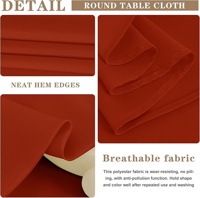 Fitable Rust Rectangle Tablecloths for 6 Foot Tables, 6 Pack - 70 x 108 Inches - Stain Resistant and Washable Fall Table Clothes, Polyester Fabric Table Covers for Wedding, Party, Banquet, Buffect