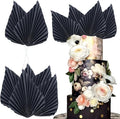 Ephlyn 6Pcs Paper Palm Fan Cake Topper Palm Leaf Fan Cake Pick for DIY Cake Bakeware Baby Shower Wedding Bridal Shower Birthday Anniversary Party Cake Decorations Supplies Black