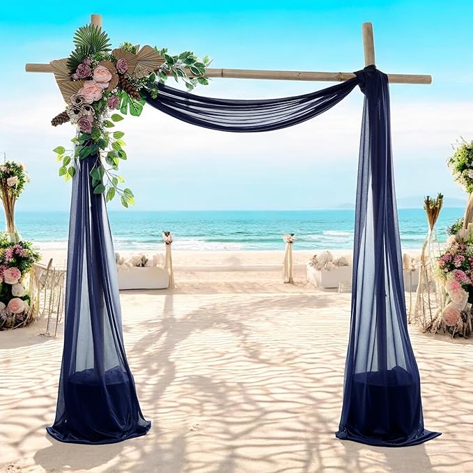 MDS Halloween Chiffon Draping Fabric - 1 Panel, 30" Wide x 40ft Long - Sheer Spooky Arbor & Canopy Drapery for Haunted House Backdrops, Party Ceilings, DIY Costumes & Themed Events - Navy Blue