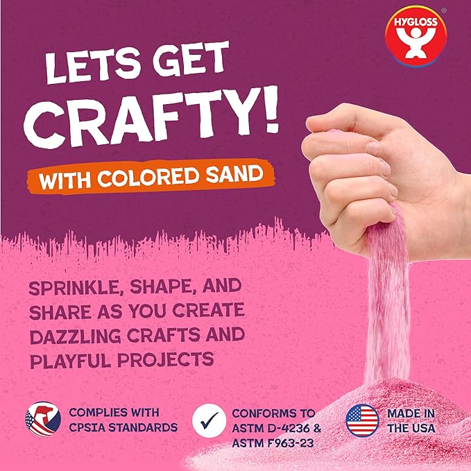 Hygloss Colored Sand for Crafts - 15 lb Bottle, Lavender - Vibrant Colorful Fine Sensory Play Sand Art Kits for Kids - Classroom Activities for Children 3 4 5 6 7 8 9 10 11 12 - Safe for Ages 3+