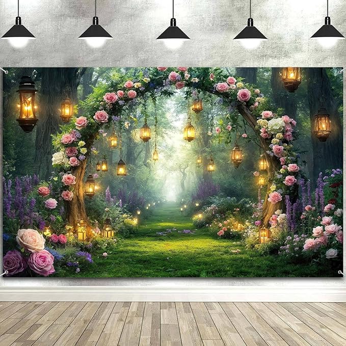 12x10ft Purple Flower Wedding Photography Backdrop Lavender Floral Wedding Bridal Photography Backdrop Anniversary Birthday Baby Shower Girl Party Banner Photo Booth Props Background Wall Decor