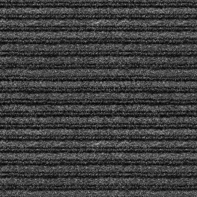 House, Home and More Indoor Outdoor Double-Ribbed Carpet Runner with Skid-Resistant Rubber Backing - Smokey Black - 4 Feet x 25 Feet