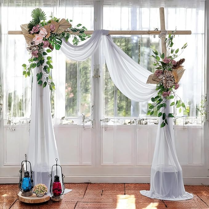 MDS Halloween Chiffon Draping Fabric - 2 Panel, 30" Wide x 40ft Long - Sheer Spooky Arbor & Canopy Drapery for Haunted House Backdrops, Party Ceilings, DIY Costumes & Themed Events - Cool Gray