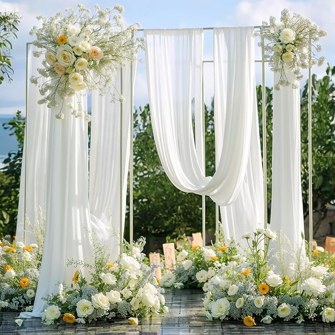 MDS Halloween Chiffon Draping Fabric - 1 Panel, 30" Wide x 75ft Long - Sheer Spooky Arbor & Canopy Drapery for Haunted House Backdrops, Party Ceilings, DIY Costumes & Themed Events - White