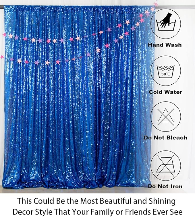 ShinyBeauty Sequin Curtain Royal Blue 4FTx8FT Sequin Photo Backdrop Royal Blue Sequin Backdrop Curtain Glitter Photography Backdrop Bridal Shower Backdrop for Wedding