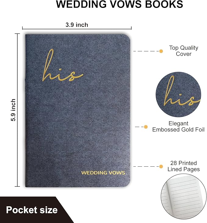 Wedding Vow Books His and Hers, Wedding Registry Gifts Ideas for Bride & Groom,Wedding Essentials