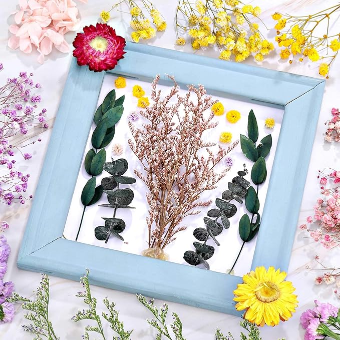 Nuanchu 4 Bags Natural Dried Flowers Leaves Set, Mixed Dried Hydrangeas, Daisies, Natural Flowers Colorful Real Dry Flowers for DIY Candle Resin Jewelry Crafts Pendant Floral Decoration Supplies