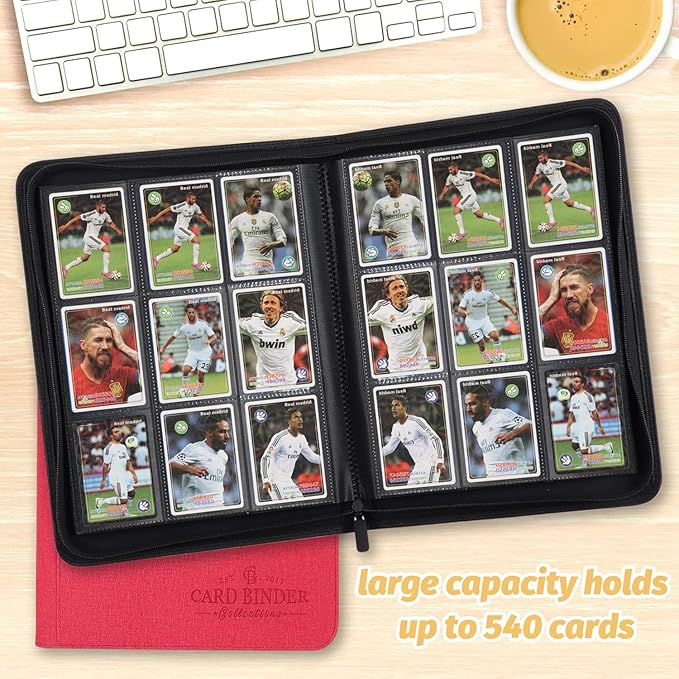 Trading Card Binder, Card Collection Binder Album Folder with 540 Side Loading Pockets, 9 Pocket Trading Card Album Folder for TGC,MTG, Baseball Cards, Yugioh(Red)