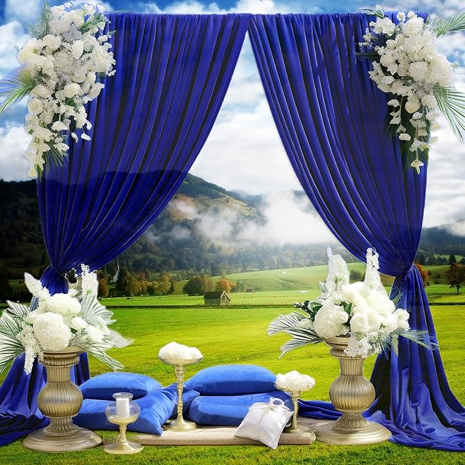 10 x 10 Feet Blue Backdrop Curtain for Partie, Background Curtains for Photoshoot, Birthday, Wedding, Halloween, Thanksgiving, Christmas Day, New Year Party Decorations 5Ft x 10Ft, 2 Panels