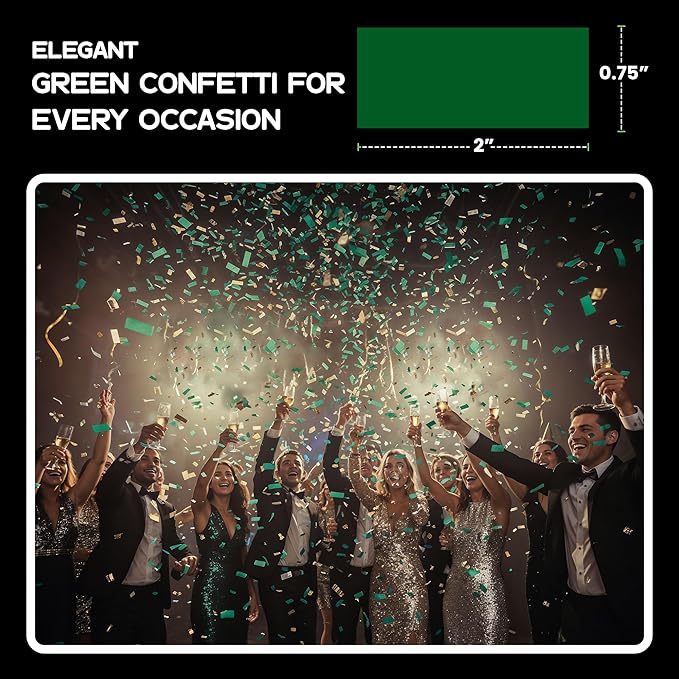Ultimate Confetti, Dark Green Biodegradable Confetti - Rectangular Flame-Resistant Tissue Paper Confetti for Cannon and Launcher use – Best for Gender Reveal, Parties, and Concerts - 20 lb, 320 oz